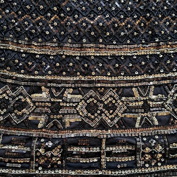 Theia Couture  Sleeveless Embellished Beaded Cocktail Dress Size 10 Black/Brown - Picture 12 of 13